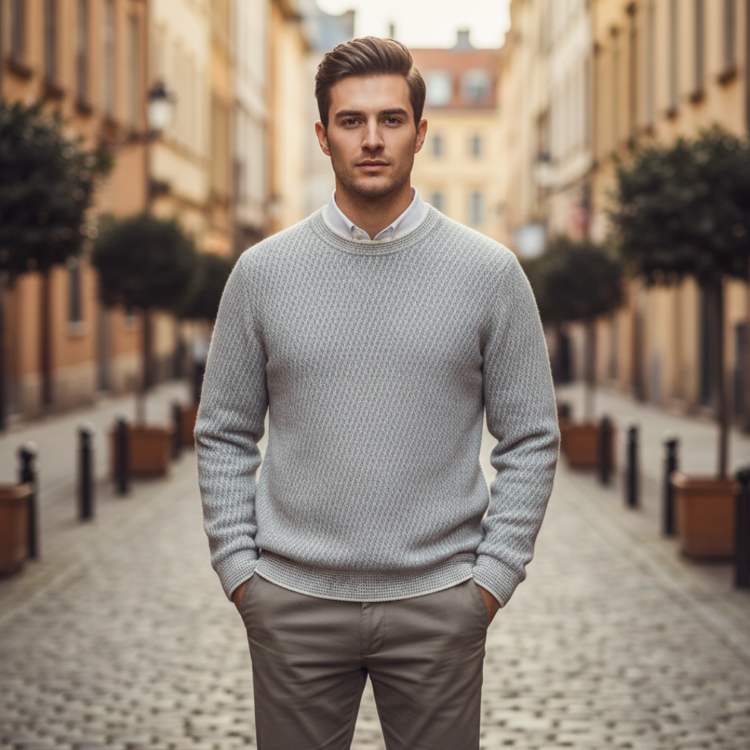Men's Crew Neck Pullover Melange Pattern
