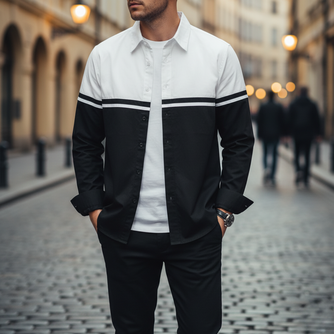 Men's Shirt with Contrast Buttons