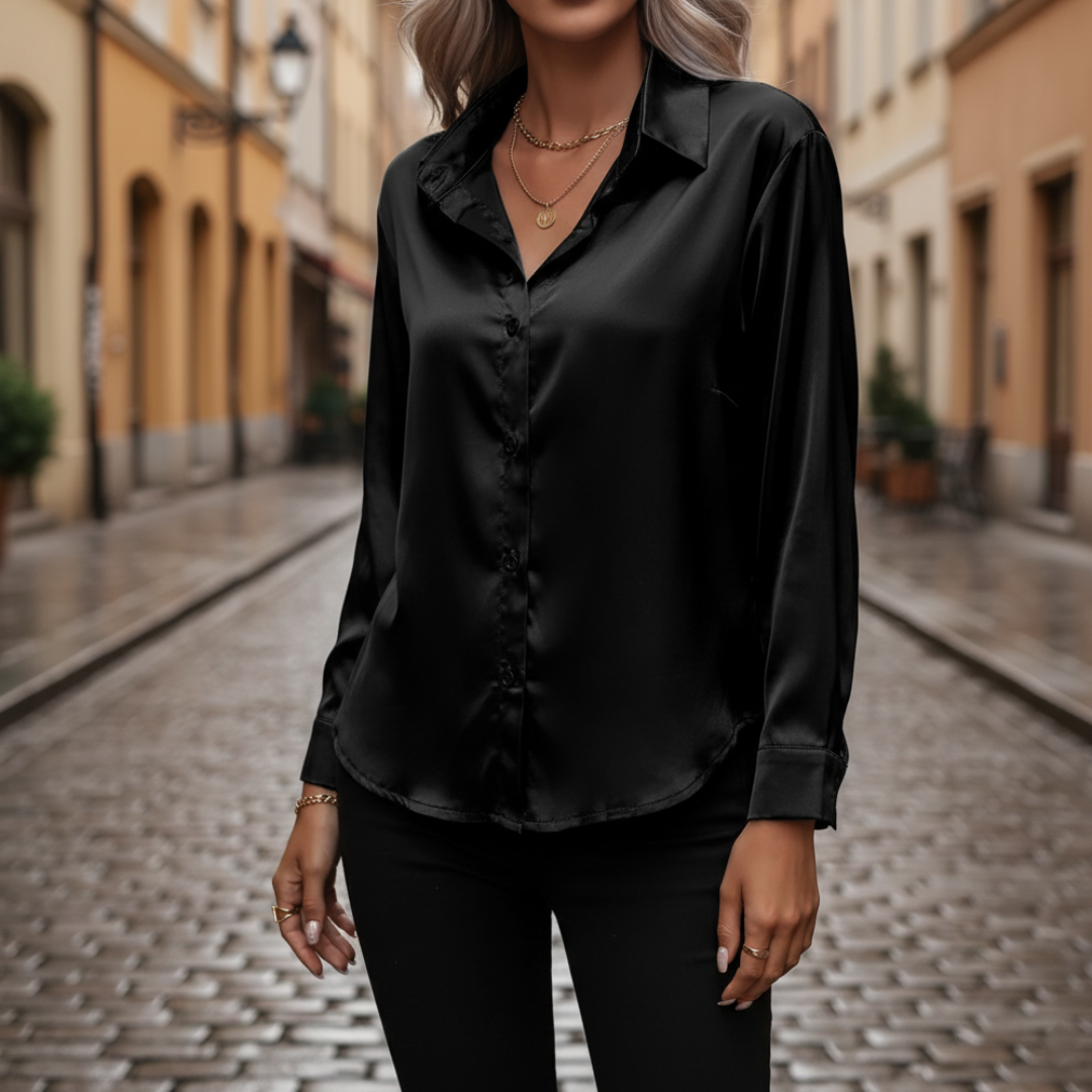 Women's Satin Long Sleeve Shirt