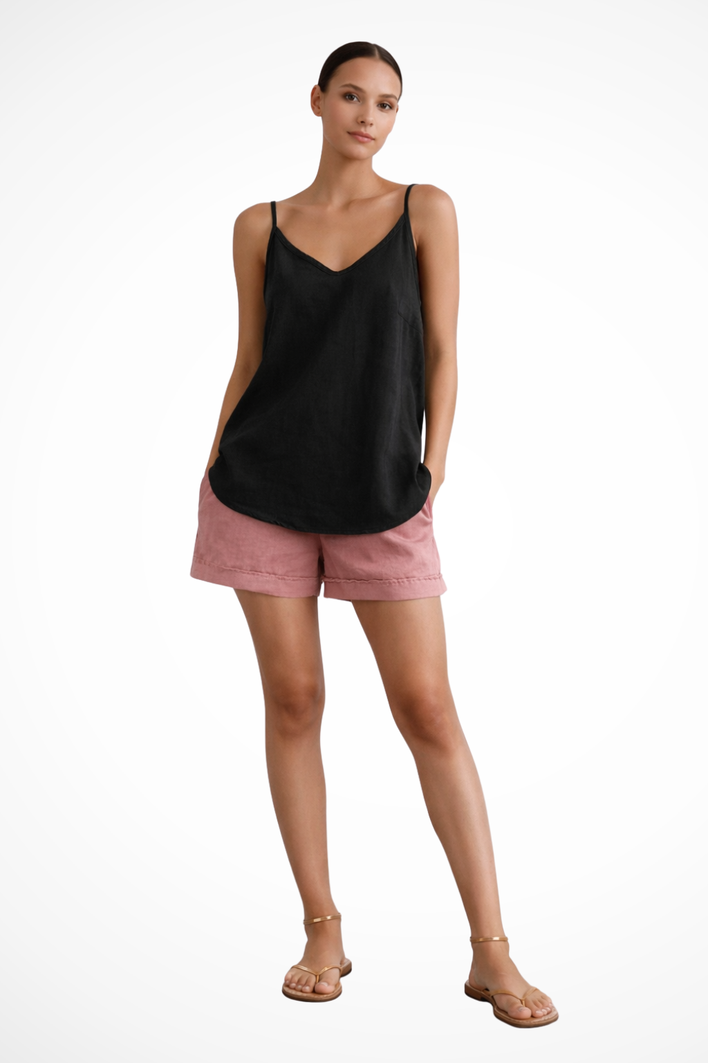 Top Linen Sleeveless with Thin Straps