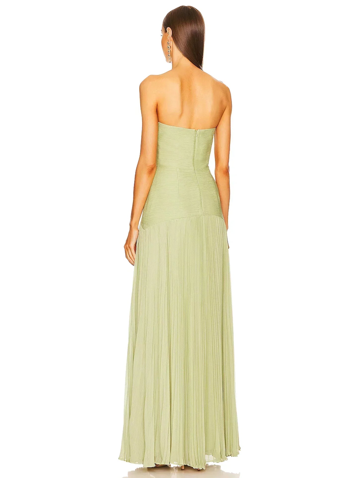 Women's Maxi Strapless Pleated Dress – Elegant