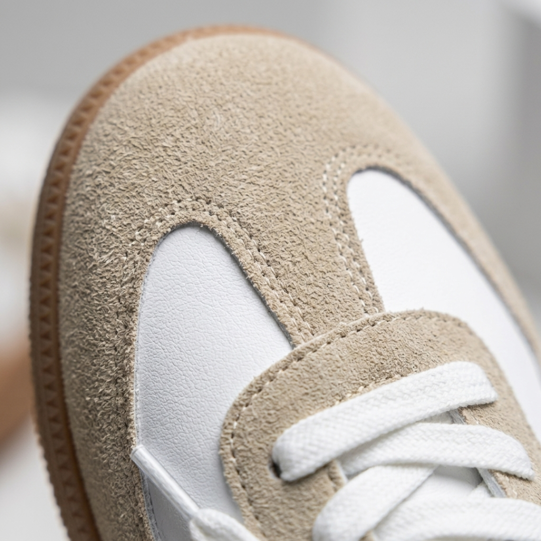 Low Women's Orthopedic Sneakers with Laces White Beige Rubber Sole