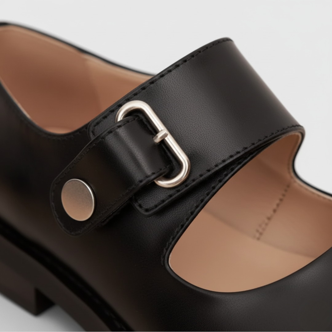 Women's Black Faux Leather Mary Jane Platform Shoes