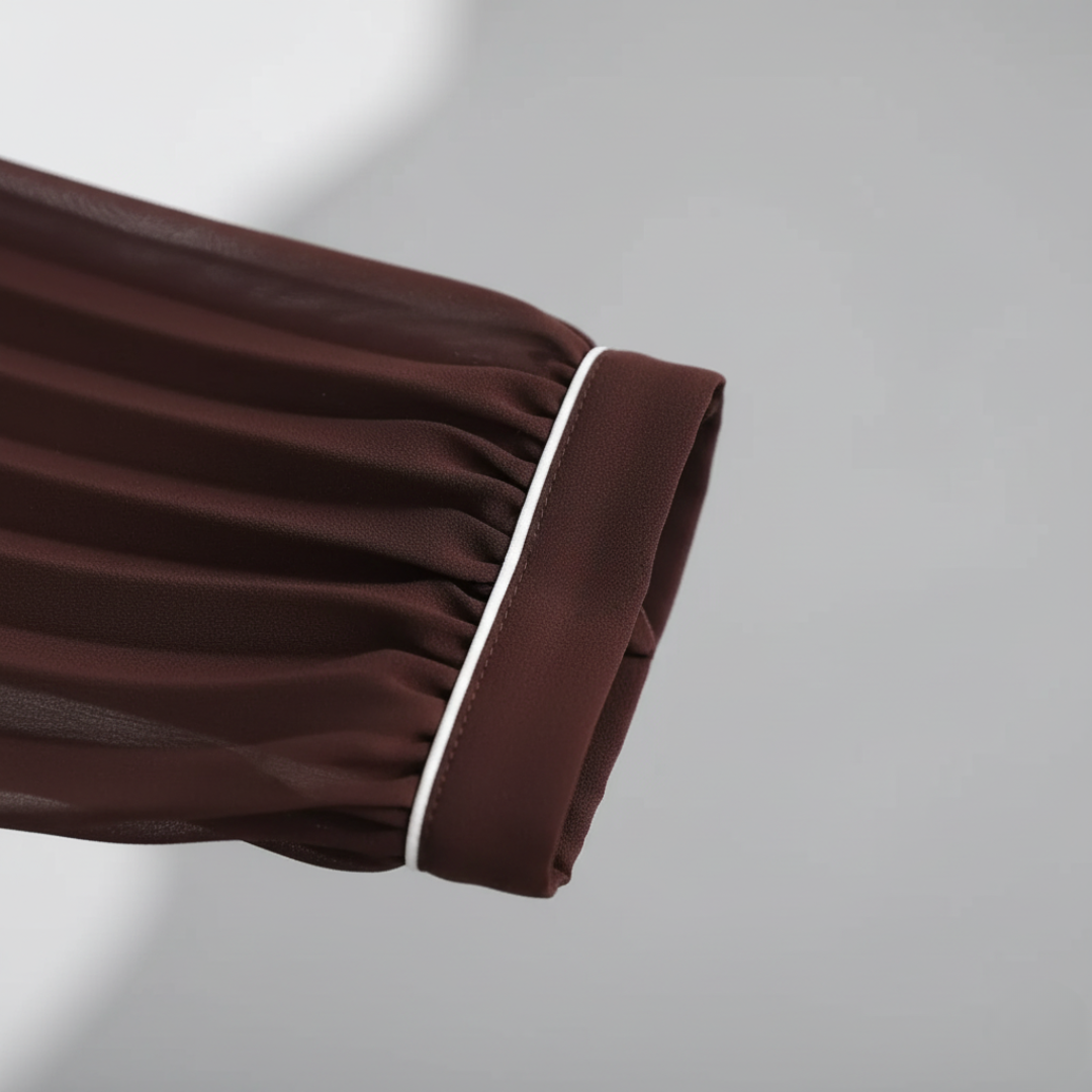 Brown Pleated Long Dress for Women
