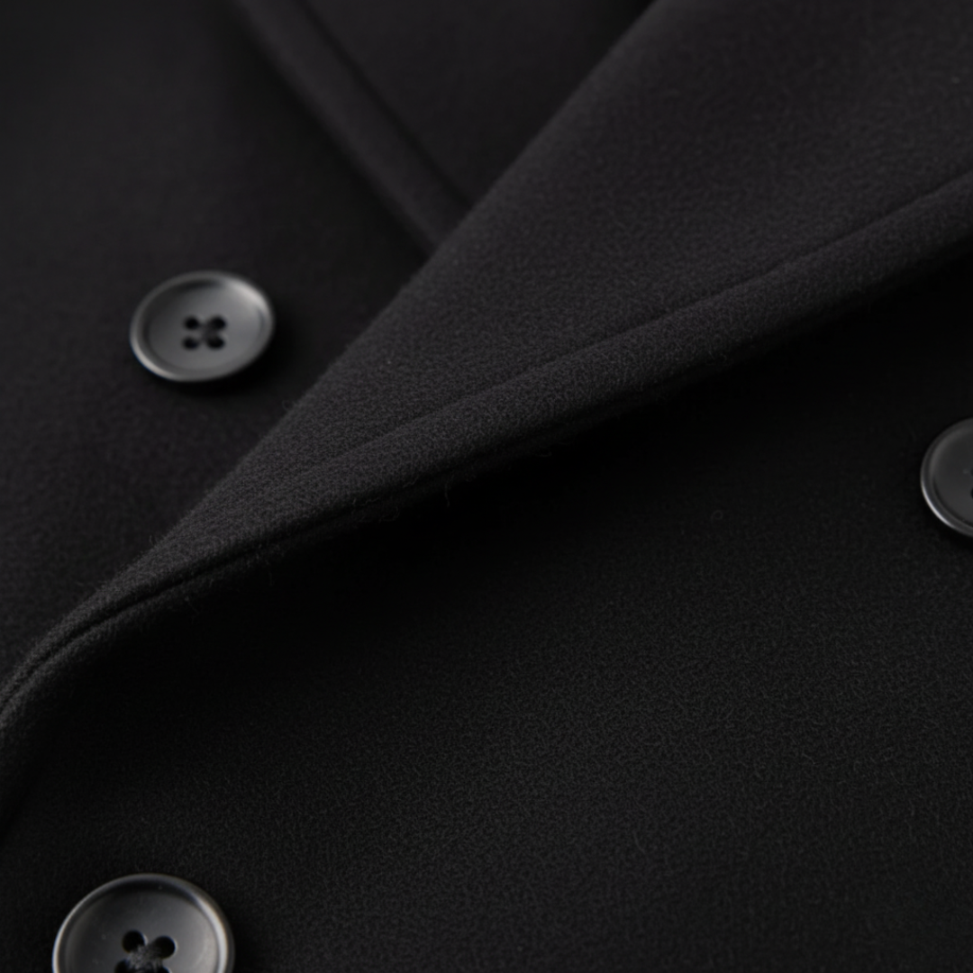 Men's Winter Coat Black Mixed Fabric