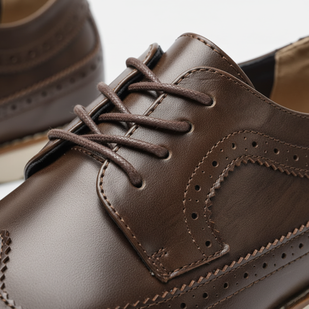Men's Synthetic Leather Shoes in Black, Blue, Brown with White Sole