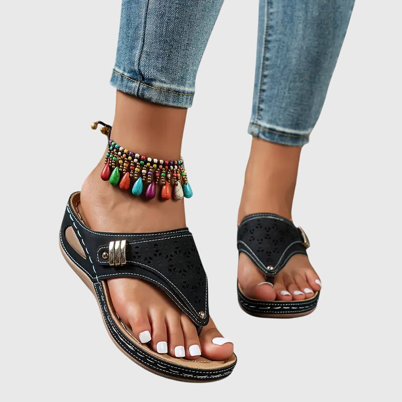 Women's Orthopedic Leather Sandals with Anatomical Insole