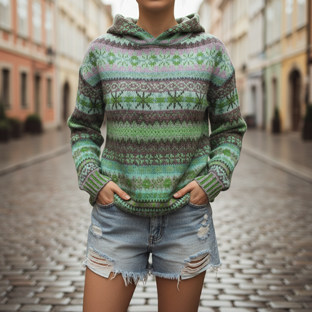 Women's Hooded Sweater with Pattern
