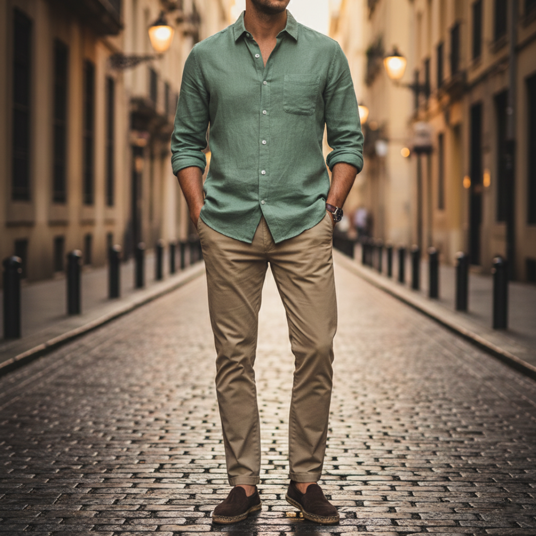 Men's Short Sleeve Slim Fit Linen Polo
