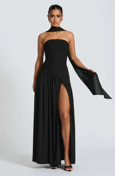 Women's Maxi Dress in Silk, Strapless and Sleeveless, Fluid
