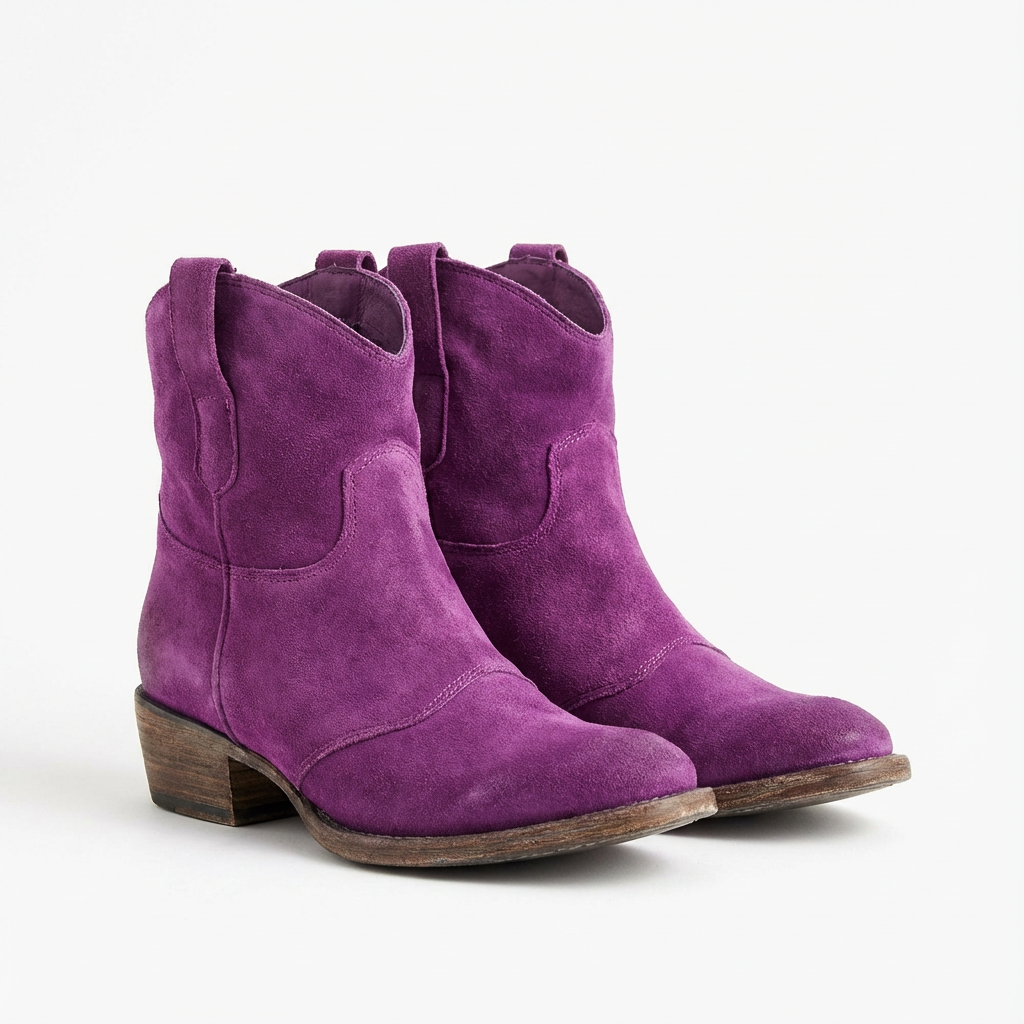 Women's Cowboy Ankle Boots Without Closure – Round Toe
