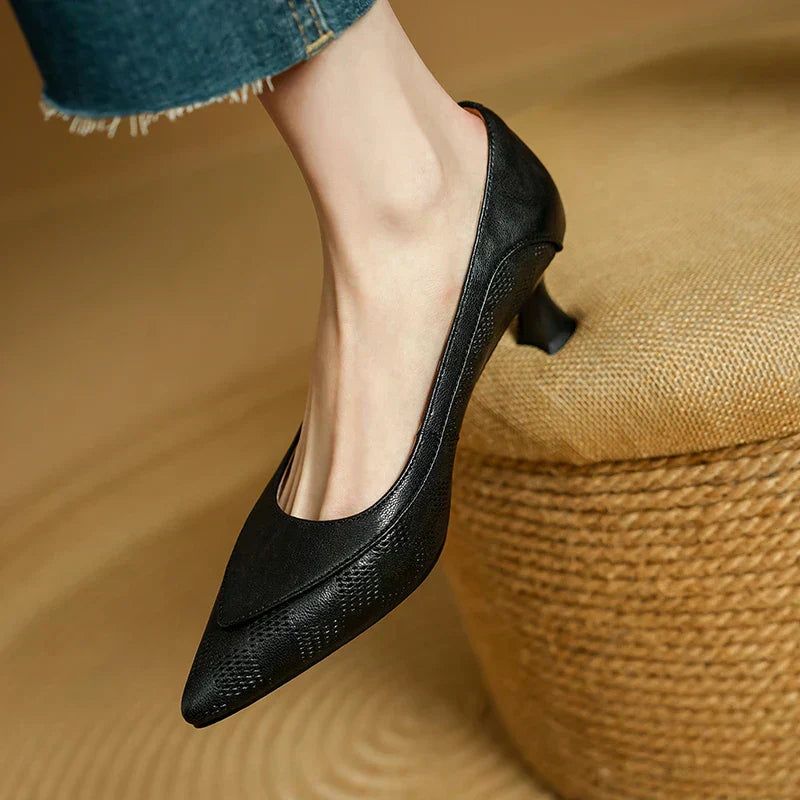 Paloma | Women's Pointed Toe Kitten Heel Pumps Slip On Mid Heel 8