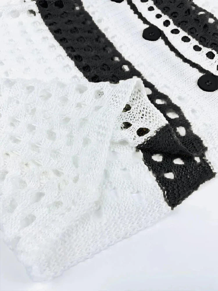 Complete Women's 2-Piece Crochet Cardigan with Buttons and Cover-Up Pants