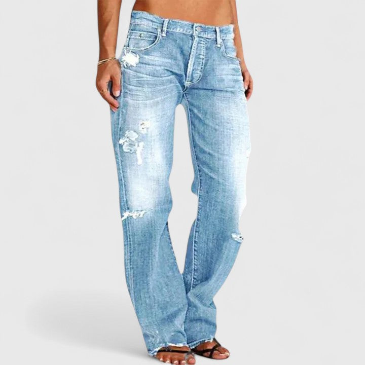 Sadie | Women's Low Rise Distressed Straight Leg Jeans 4