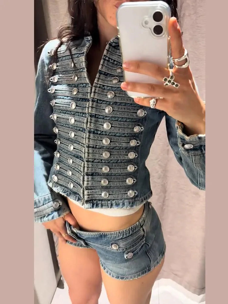 Summer Women's Denim Sleeveless Buttoned Style