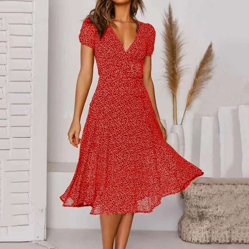 Women's High-Quality A-Line Dress | Elegant V-Neck Flattering Fit