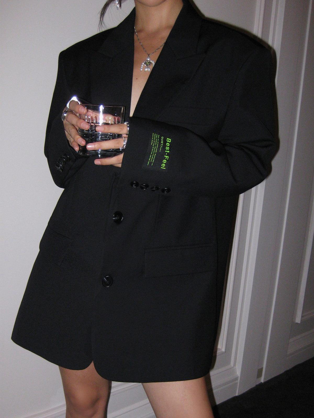 Women's Structured Fabric Oversized Blazer | Elegant Tailored Coat