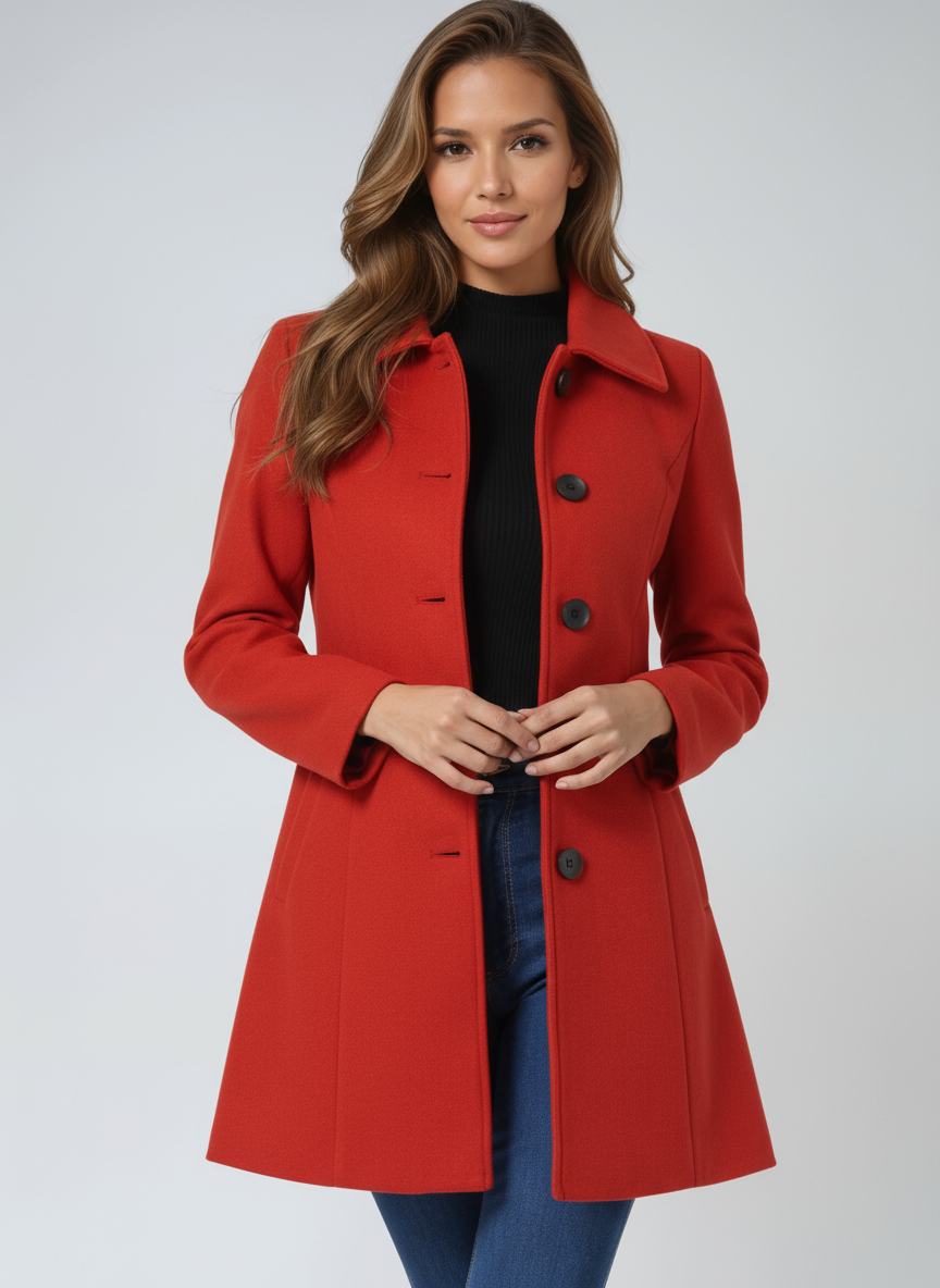 Women's Wool Blend Winter Trench Coat | Elegant Single-Breasted Outerwear