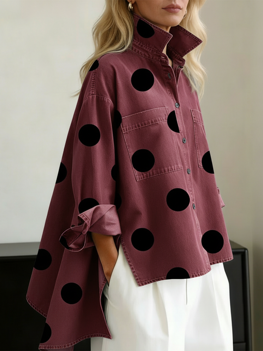 Women's Polka Dot Long Sleeve Shirt