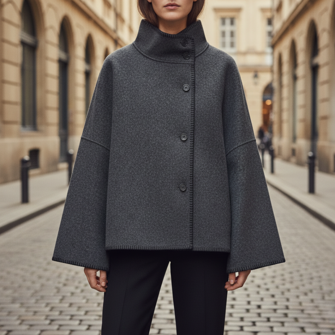 Elegant Oversized Women's Coat in Mixed Fabric