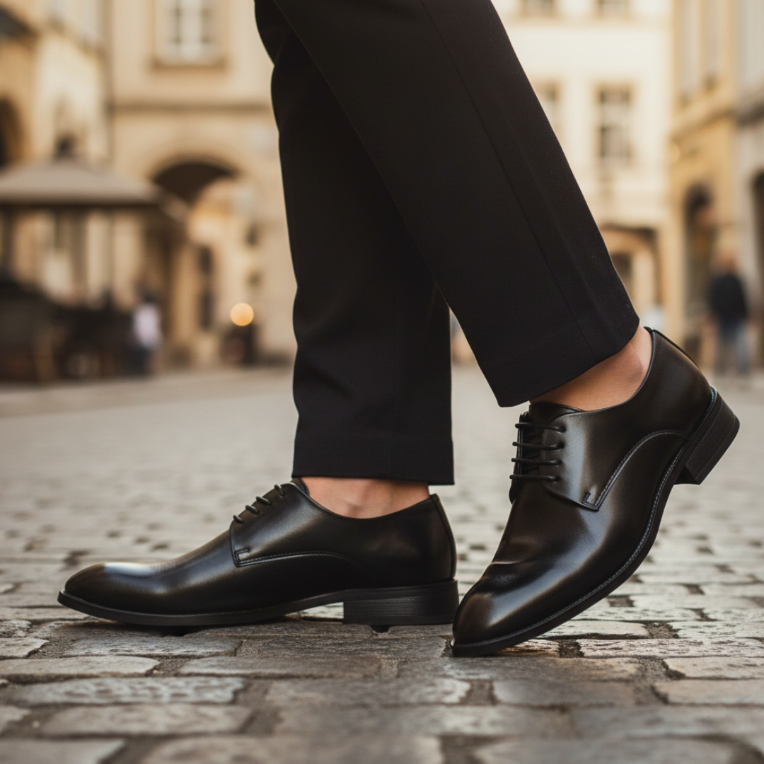 Men's Derby Shoes in Black and Brown Synthetic Leather