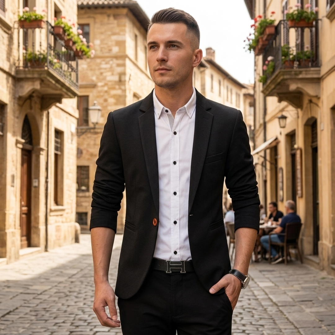 Men's Slim Fit Formal Blazer Light Blue
