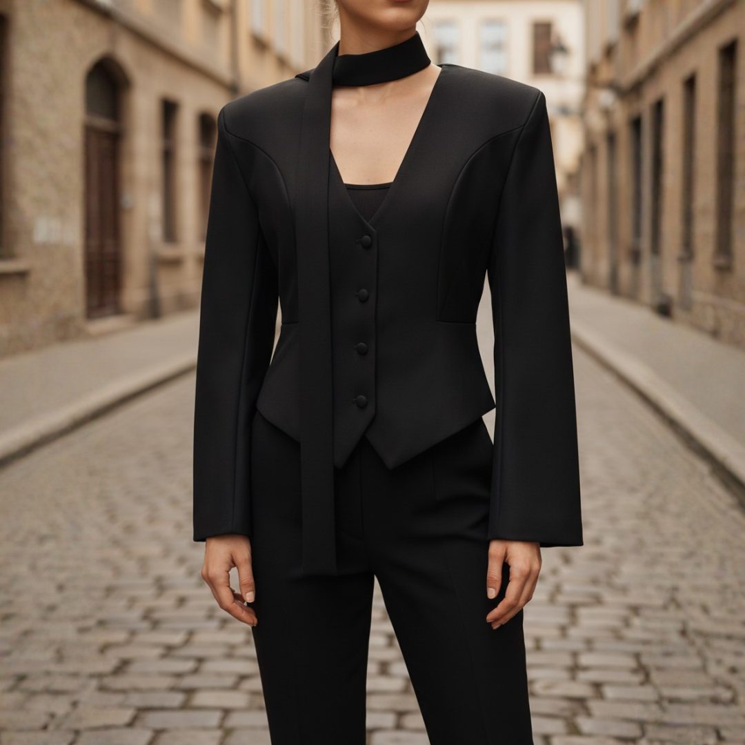 Women's Fitted Blazer with V-Neck