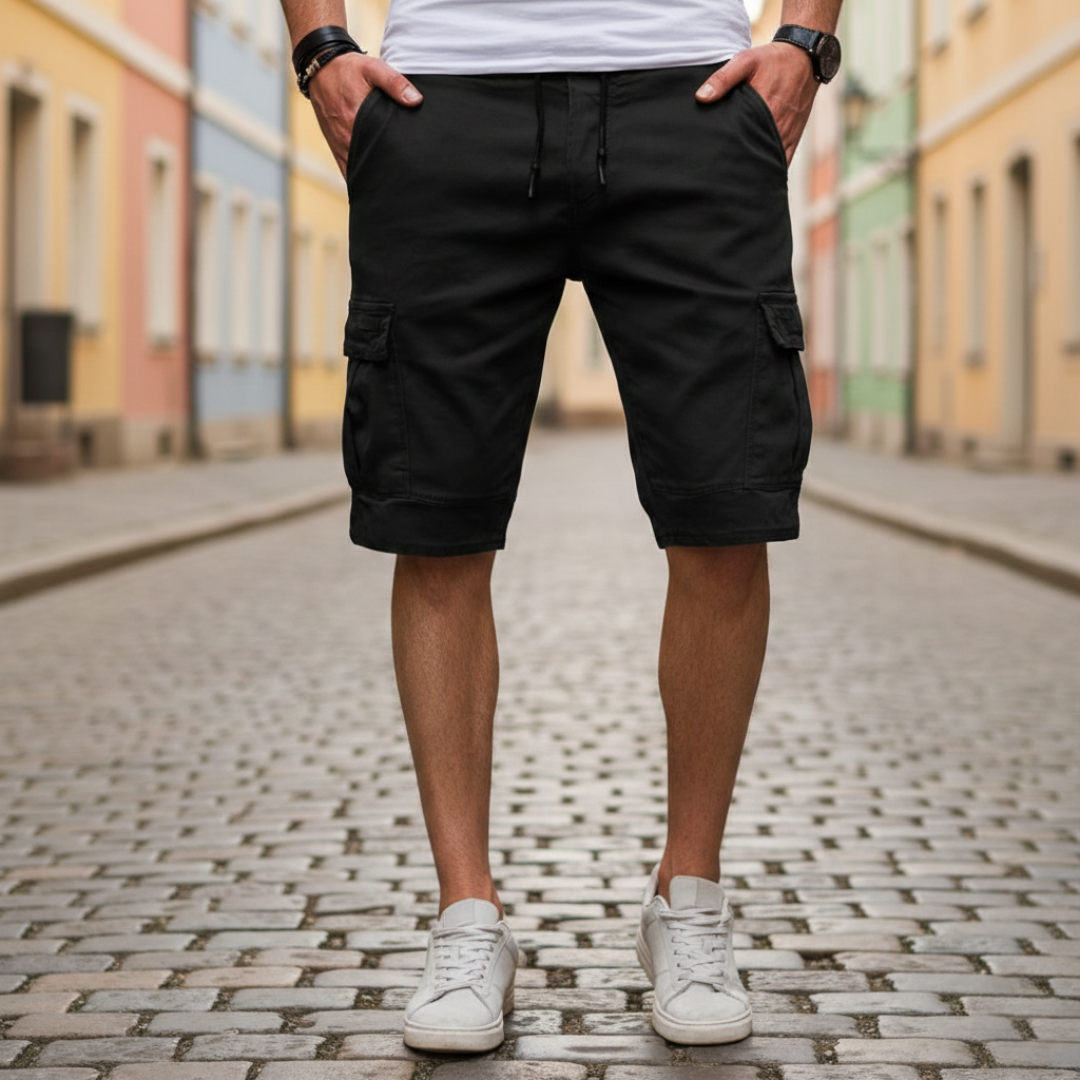Men's Elastic Cotton Cargo Bermuda Shorts