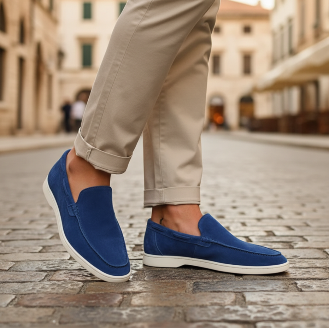 Men's Suede Moccasins with Rubber Sole