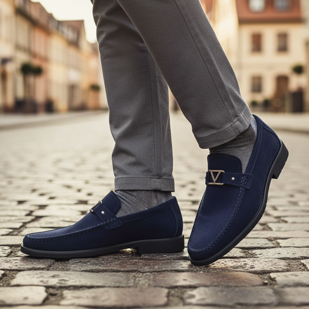 Men's Loafers with Metal Buckle