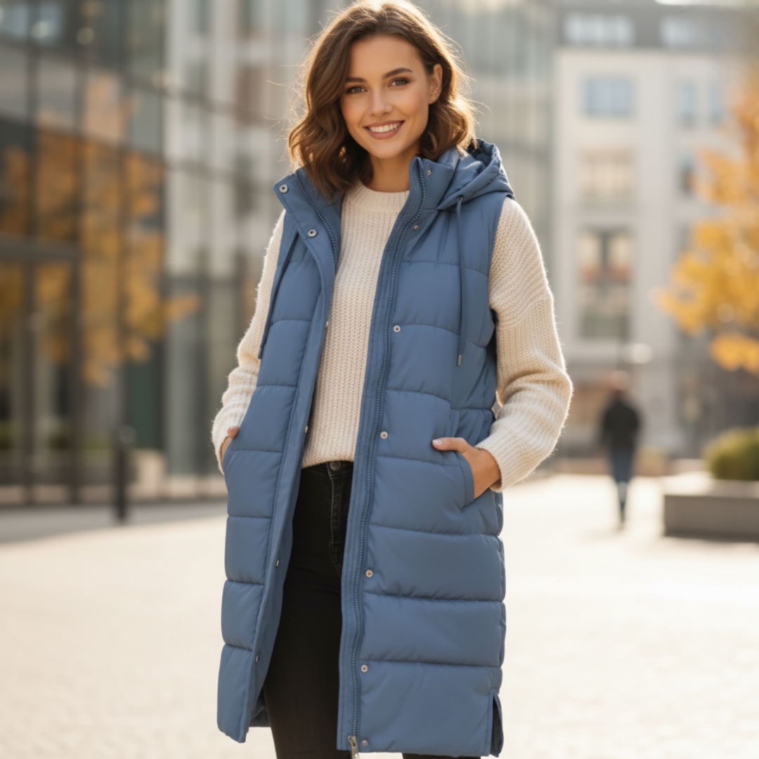 Women's Long Padded Jacket with Hood