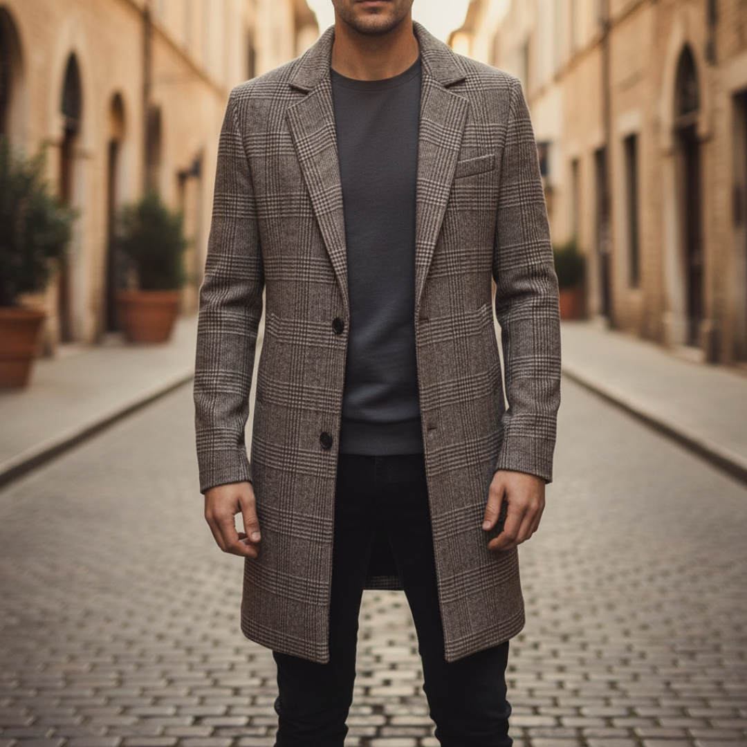 Men's Winter Checked Tailored Coat