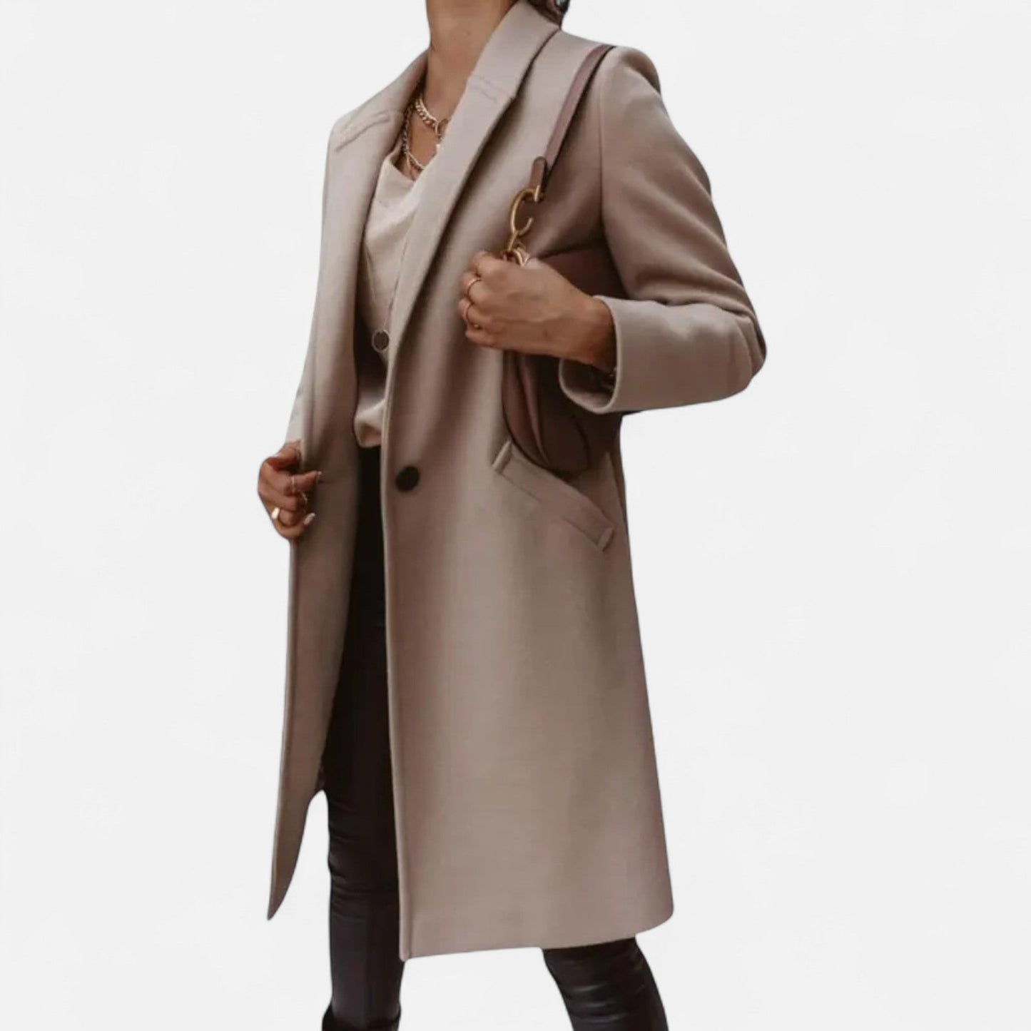 Classic Long Women's Coat with Luxurious Lapels