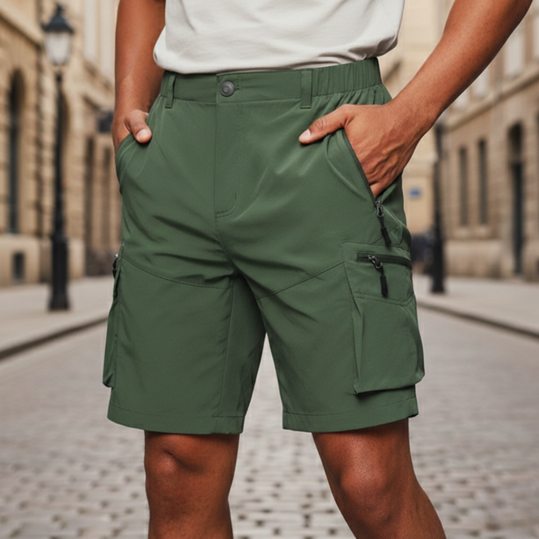 Men's Cargo Bermuda Shorts with Stretch and Water-Repellent Properties