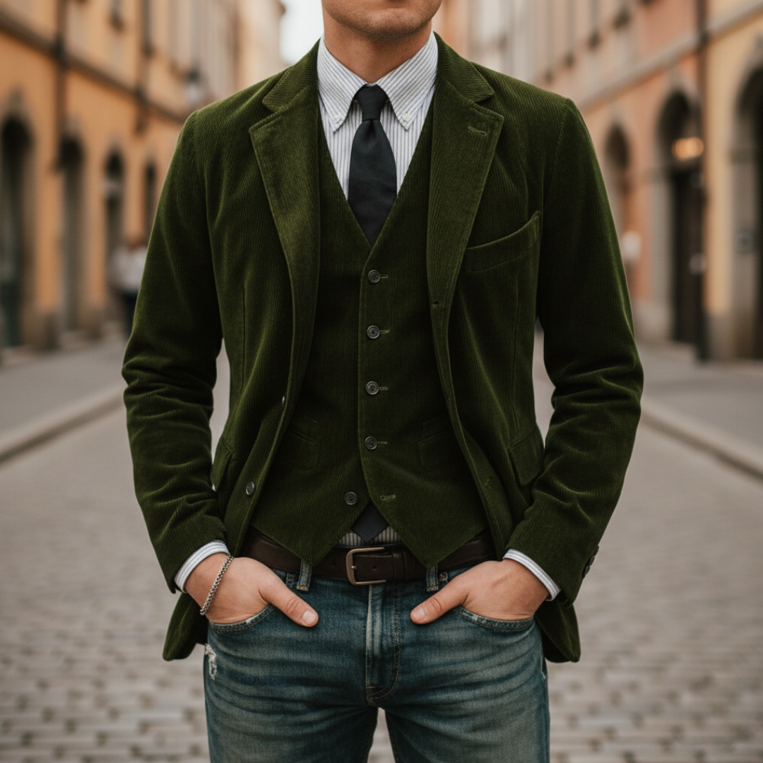 Men's Velvet Jacket with Vest