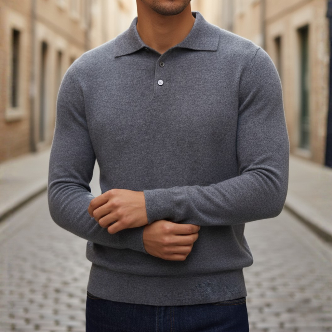 Men's Long Sleeve Knit Polo