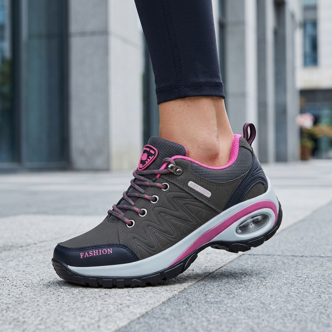 Women's Platform Walking Shoes with Laces and Air Cushioning