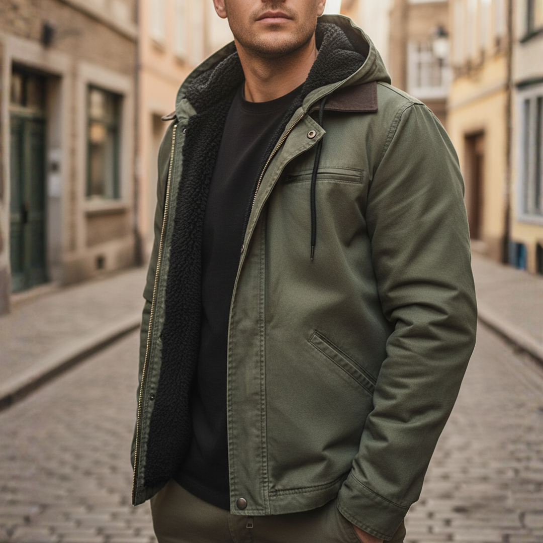 Men's Winter Jacket with Inner Fur, Durable Fabric