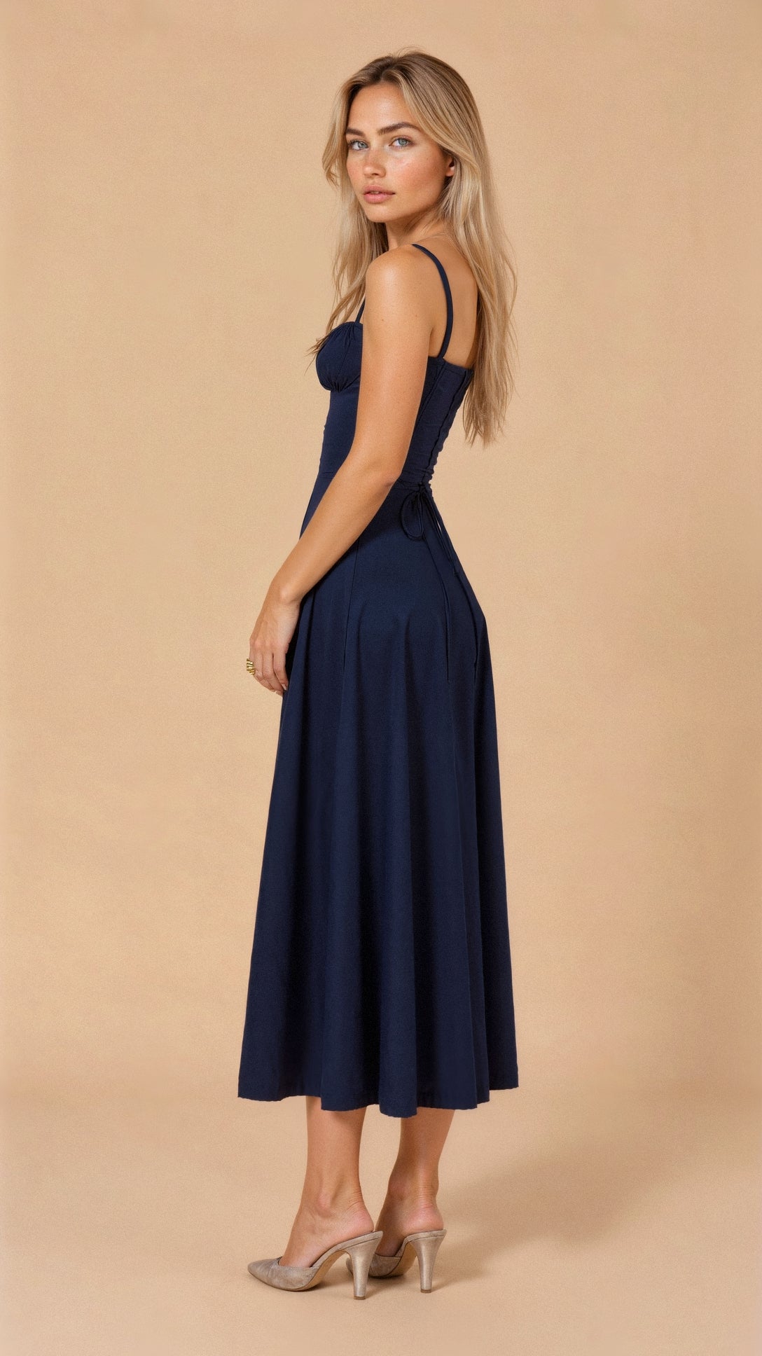Women's Midi Velvet Sleeveless Slim Fit Dress – Elegant