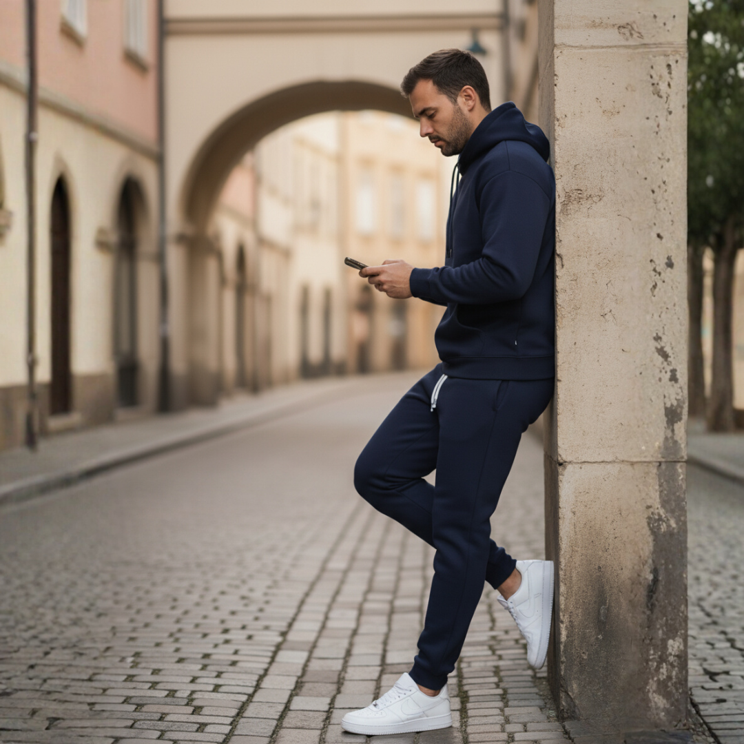 Men's Casual Fleece Tracksuit with Hood