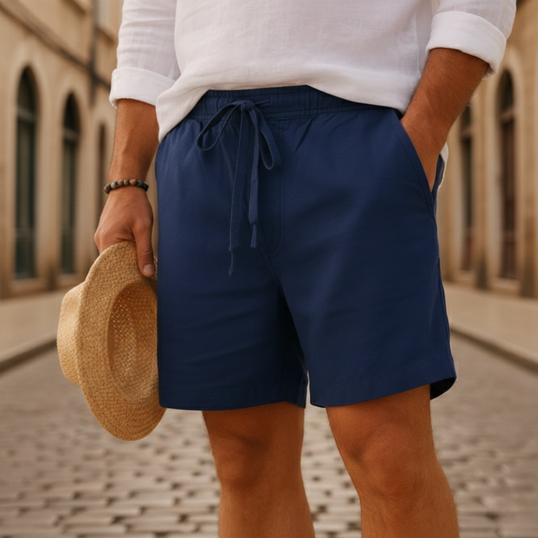 Men's Casual Bermuda Shorts Linen Cotton Stretch Drawstring