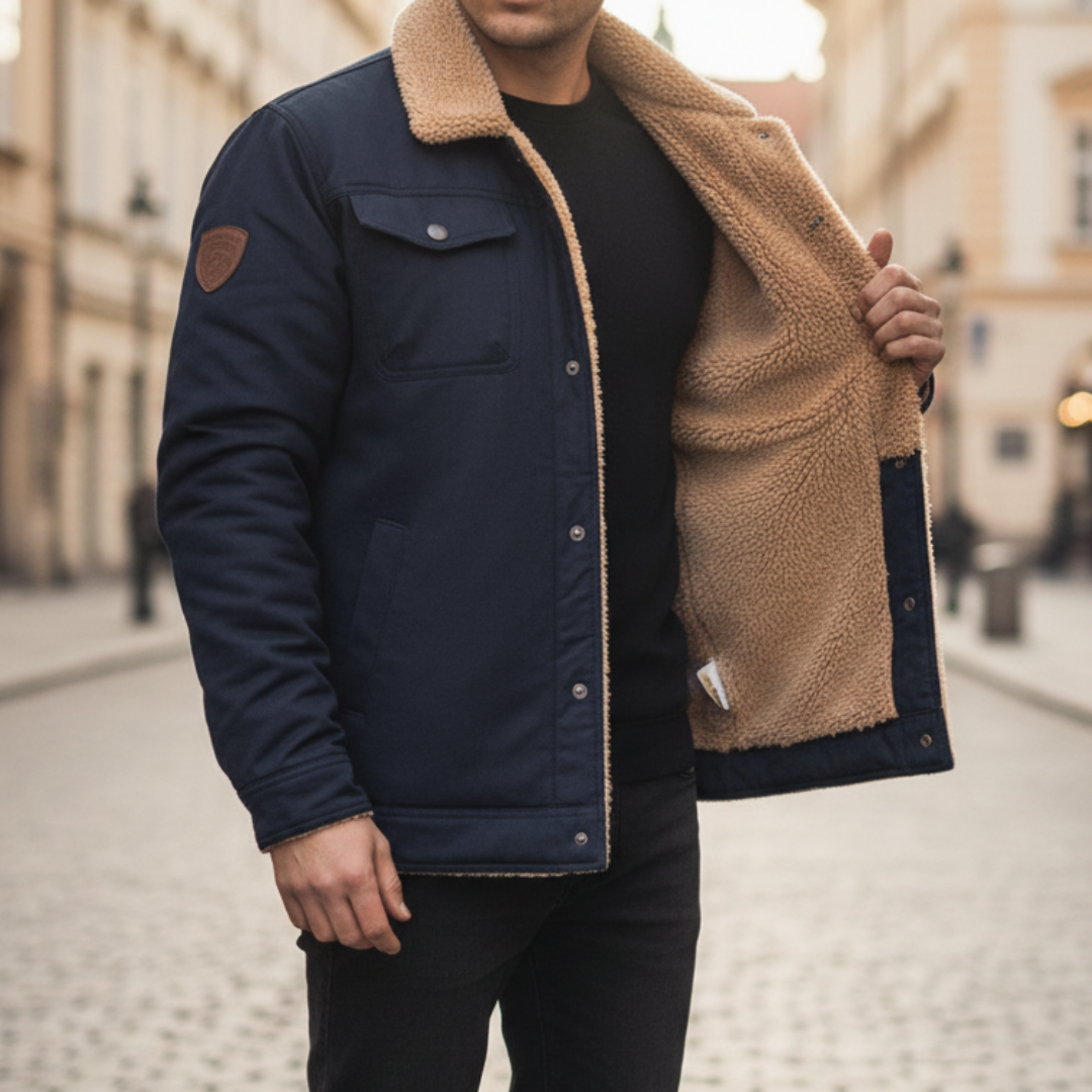 Men's Jacket with Hood and Side Pockets