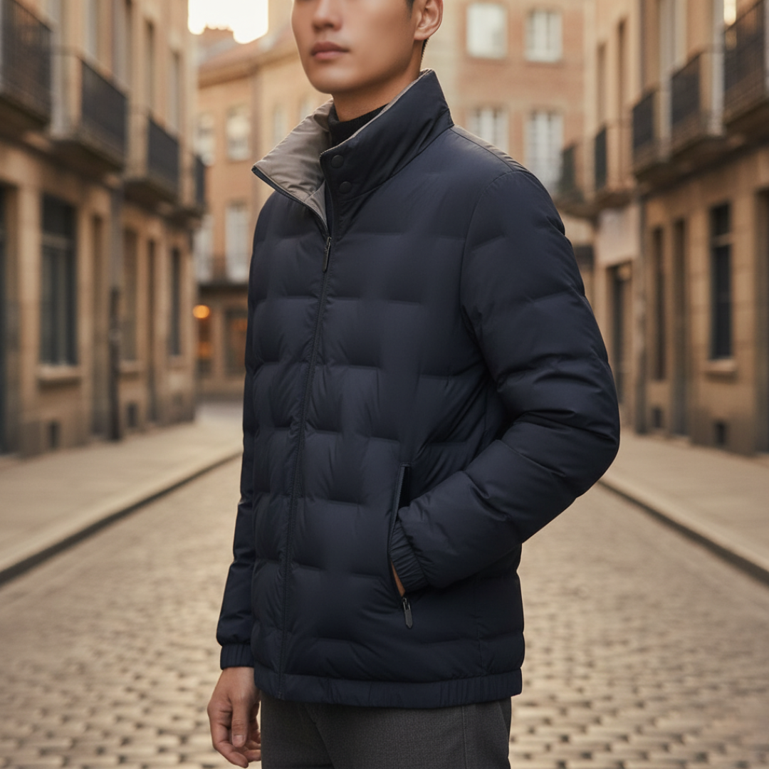 Men's Winter Polyester Puffer Jacket with Zipper