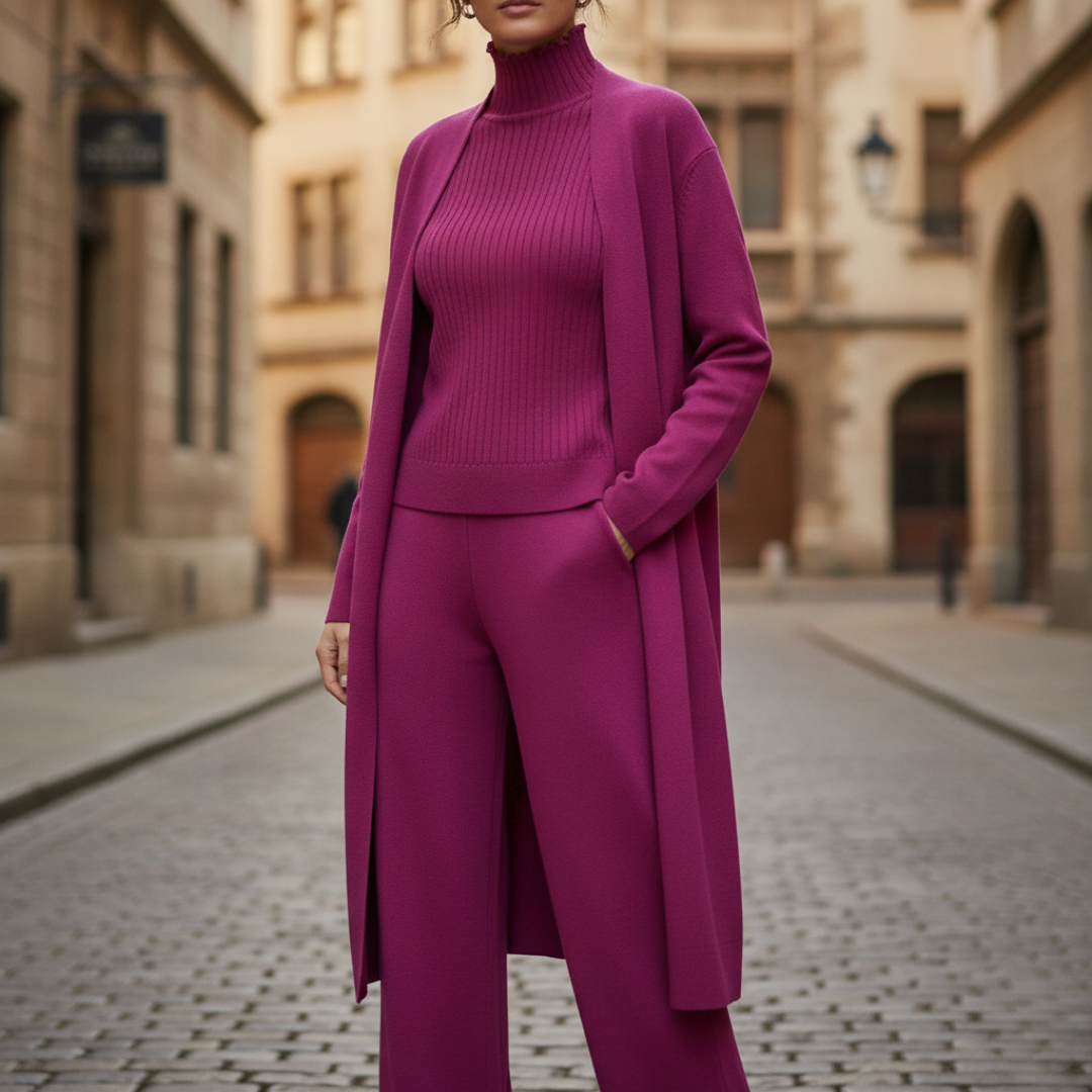 3-Piece Women's Coordinated Set: Sweater, Pants, Cardigan