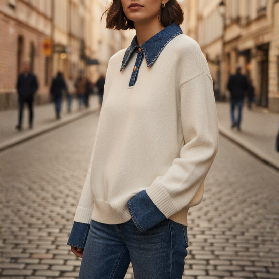 Women's Denim Collar Sweater