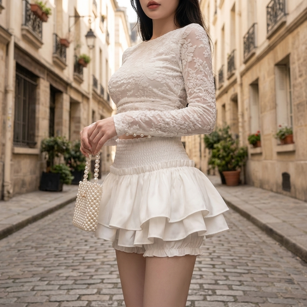 High-Waisted Mini Skirt with Ruffles