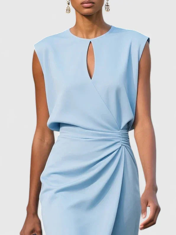 Elegant Slim Fit Sleeveless Satin Dress for Women