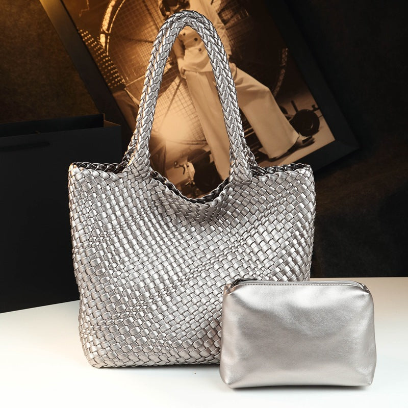 Women's Woven Leather Tote Bag