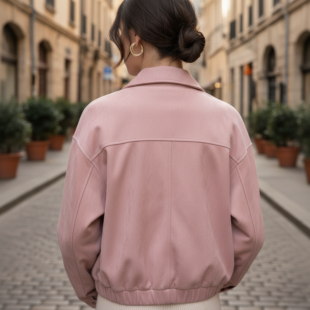 Elegant Oversized Women's Jacket in Mixed Fabric