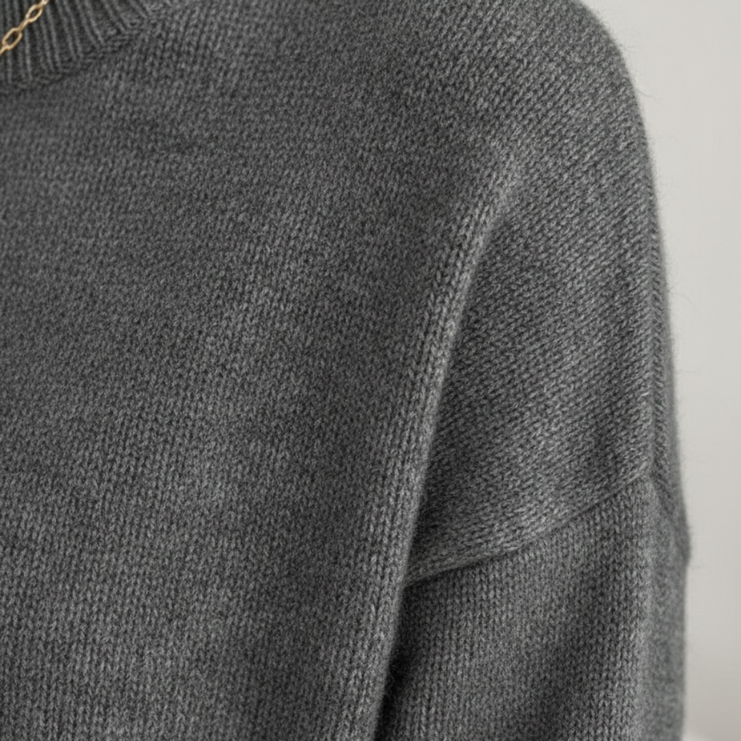 Women's High Neck Sweater in Milk White